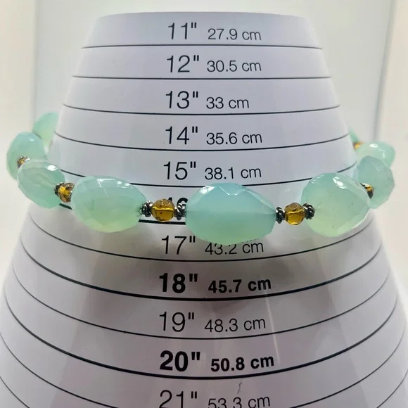 Aqua Tourmaline Faceted Natural Stone Necklace Artisan Toggle - Picture 8 of 8